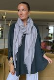 Made in Italy Cooper Needlecord Scoop Dip Back Top Charcoal